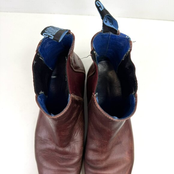 John Fluevog Mens Size 10 Chelsea Boots Radio RCI BBC Burgundy Leather Ankle - Picture 4 of 12